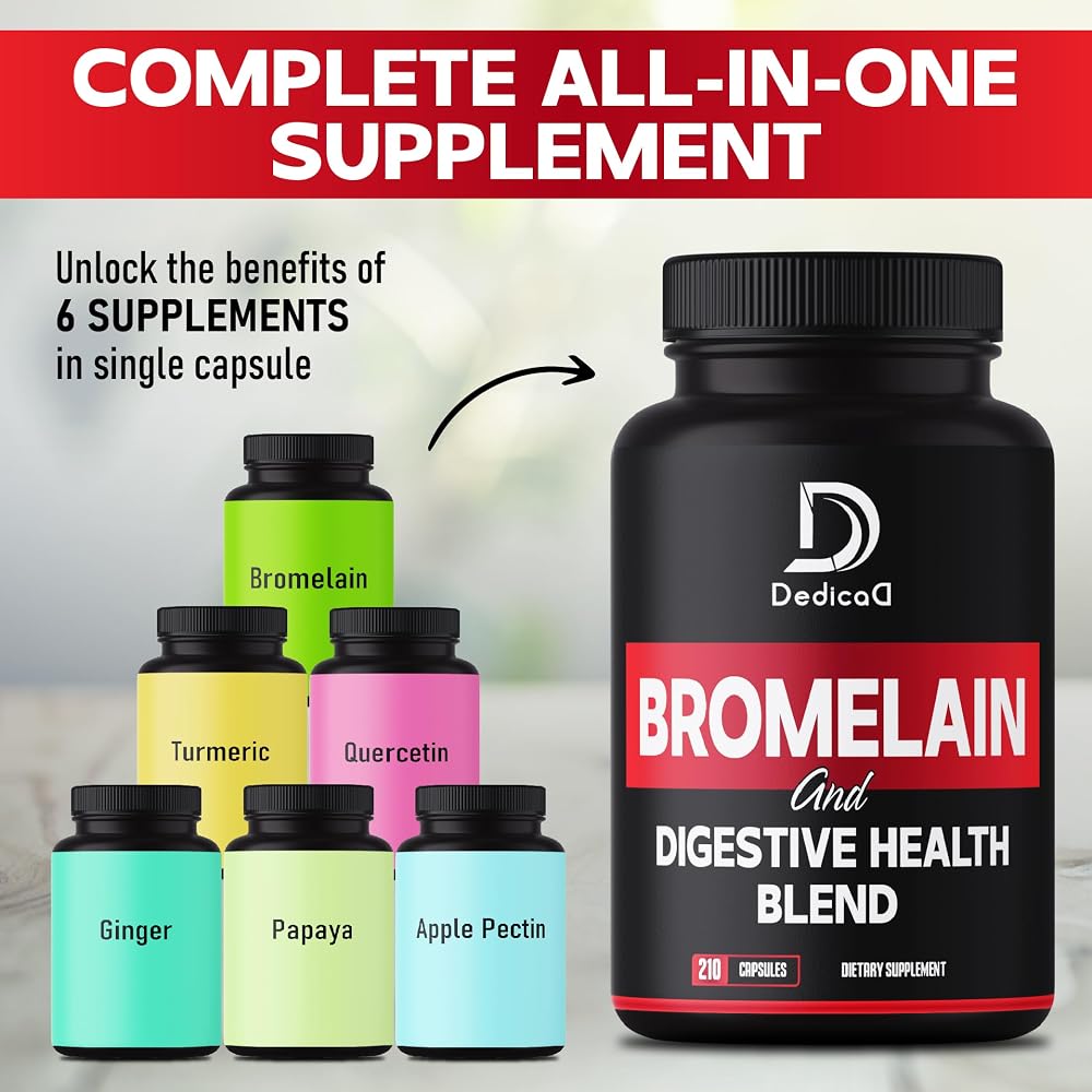 DEDICAD Bromelain 500mg Digestive Enzyme Supplement - 210 Capsules - image 5