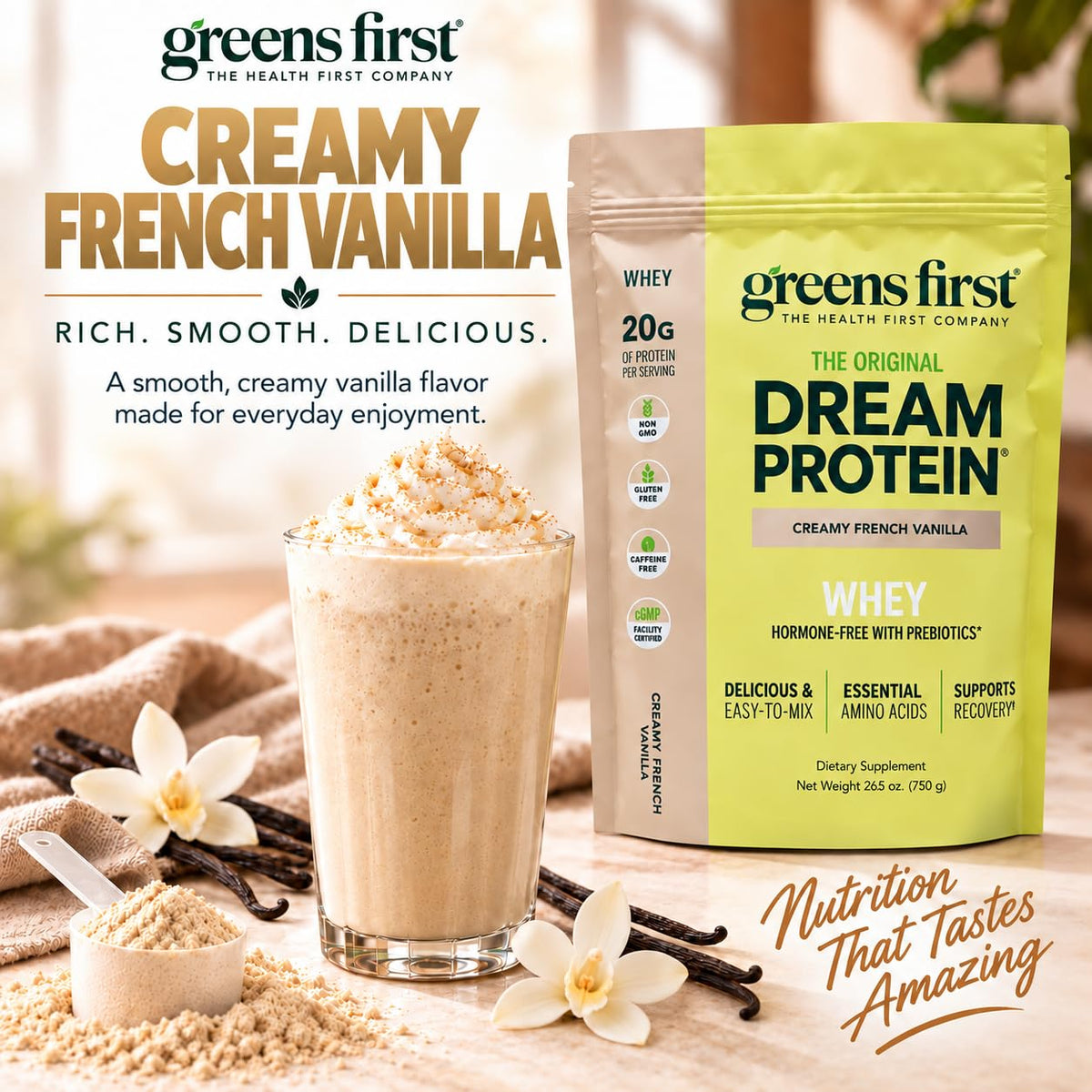 Greens First Dream Protein Powder Whey Creamy French Vanilla - 26.5 oz - image 4