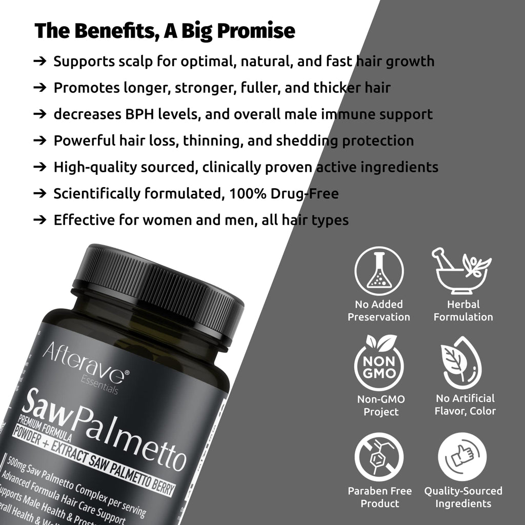 Afterave Essentials Saw Palmetto Premium Hair Growth - 100 Capsules - image 3