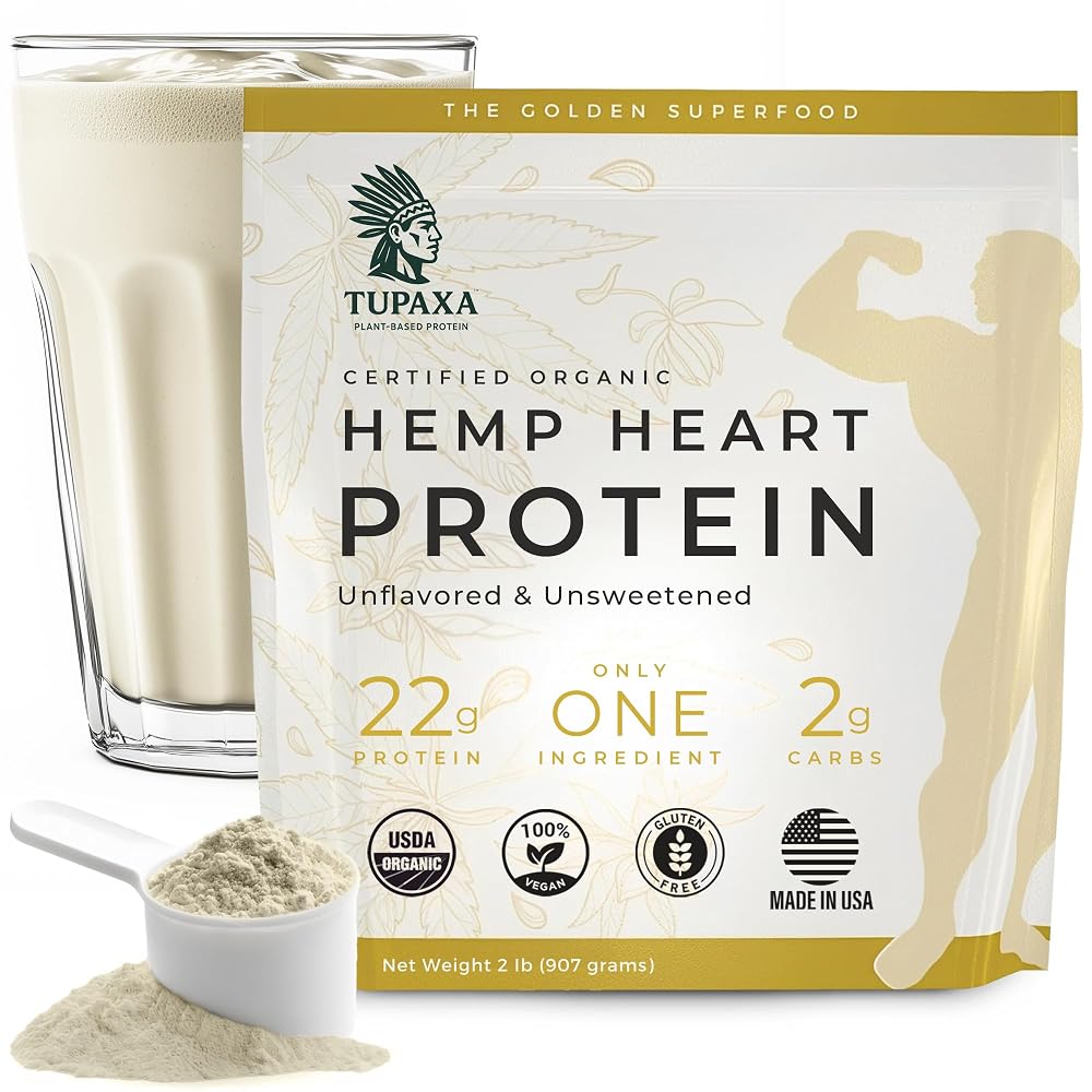 TUPAXA USDA Organic Hemp Protein Powder for Women & Men - Unflavored