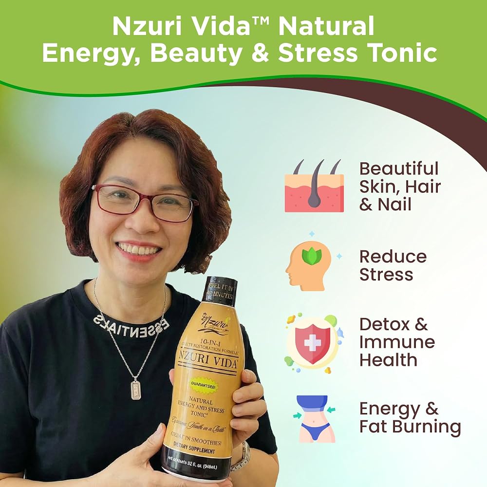 Nzuri Vida All-Natural Energy & Stress Support Tonic - 3 x 32 oz - image 5