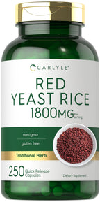 Carlyle Red Yeast Rice Supplement 1800 mg - 250 Capsules