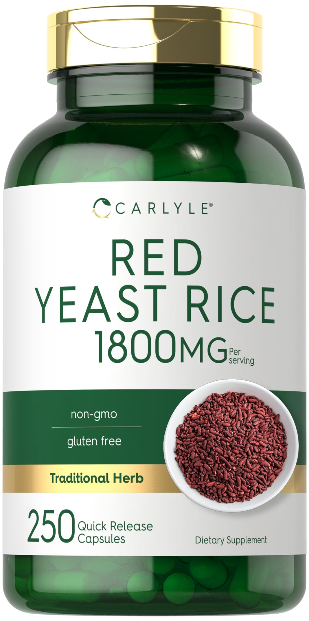 Carlyle Red Yeast Rice Supplement 1800 mg - 250 Capsules