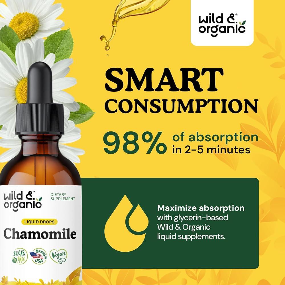 Wild & Organic Chamomile Flower Supplement - Organic Chamomile Liquid