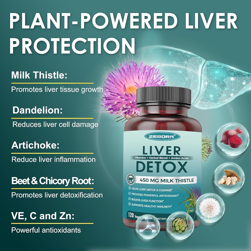 ZEBORA Milk Thistle Extract 30:1 Liver Support - 120 Capsules - image 5