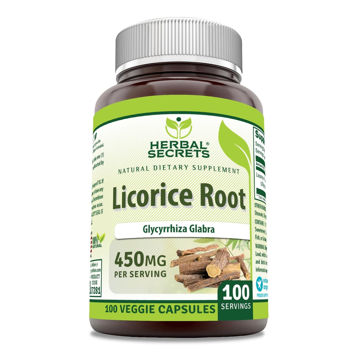 Herbal Secrets Licorice Root 450 Mg - 100 Vegetarian Capsules