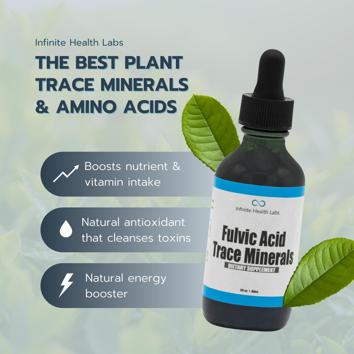 Infinite Health Labs Fulvic Acid Trace Minerals Liquid Drops - 169 Servings - image 3