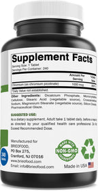 Brieofood Chromium Picolinate 1000 mcg - 240 Tablets - image 2