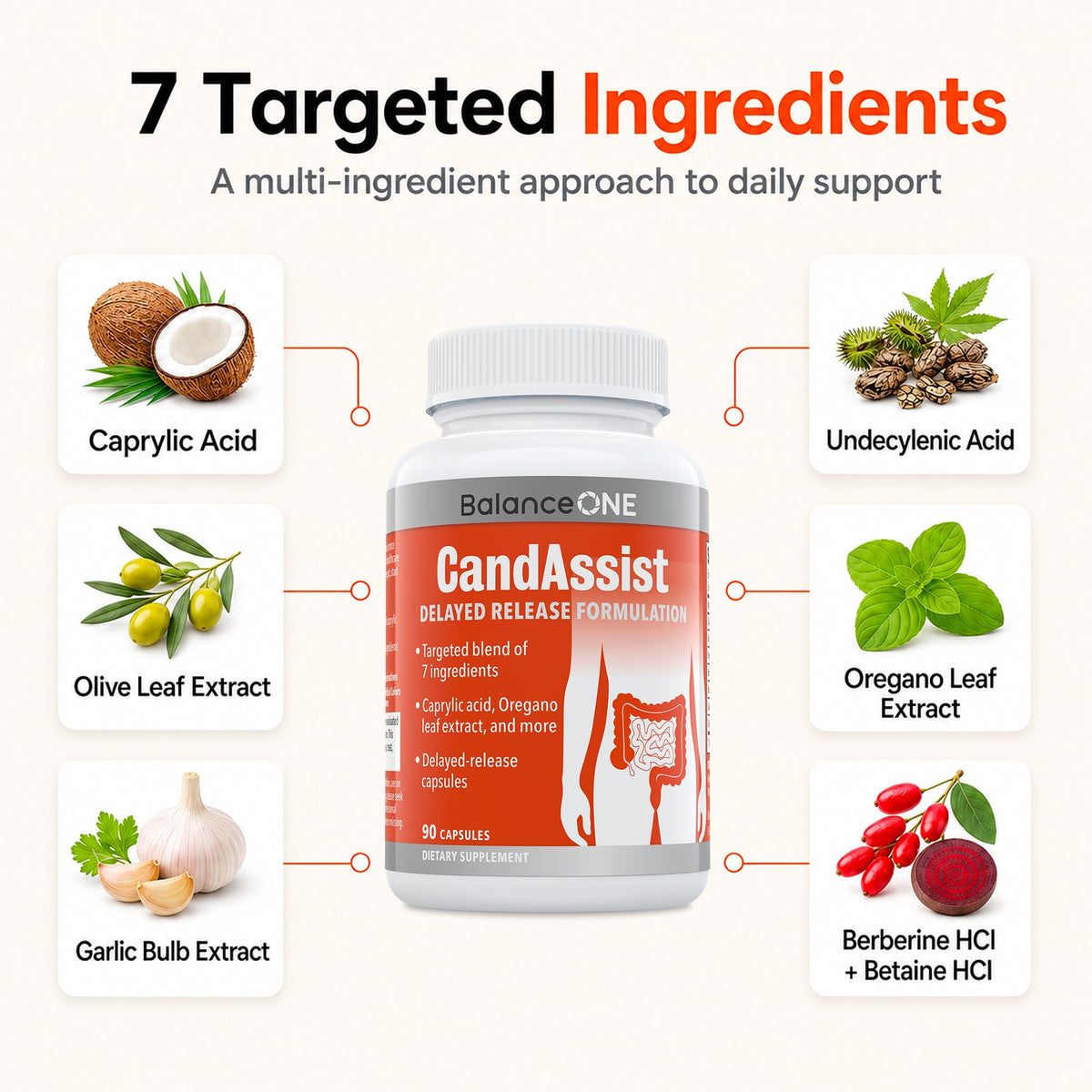 Balance ONE CandAssist Candida Cleanse Support - 90 Capsules - image 2