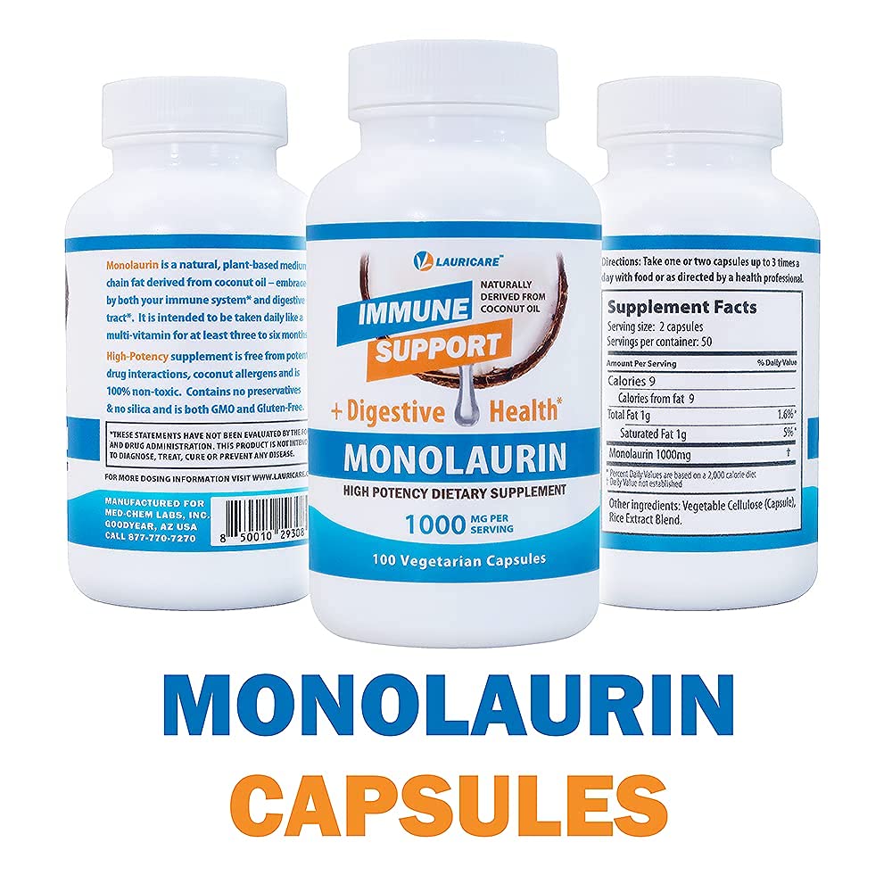 Lauricare Monolaurin Supplement for Immune Support - 100 Capsules - image 2