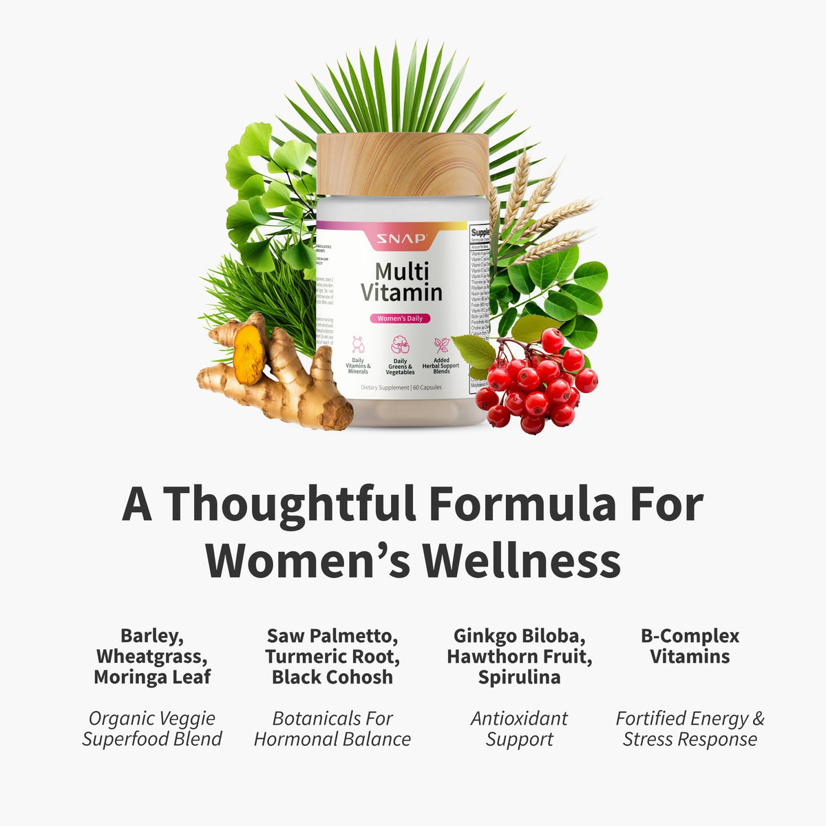 Snap Supplements Daily Multivitamin for Women - 60 Capsules - image 3
