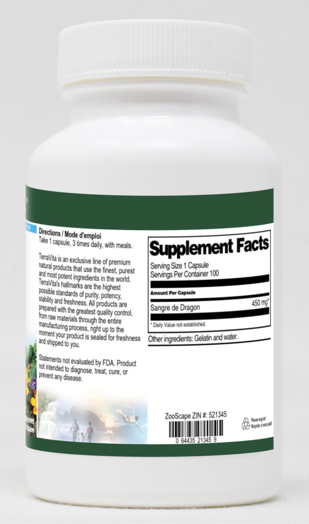 Terravita Sangre de Dragon - 450 mg (100 Capsules, ZIN: 521345)