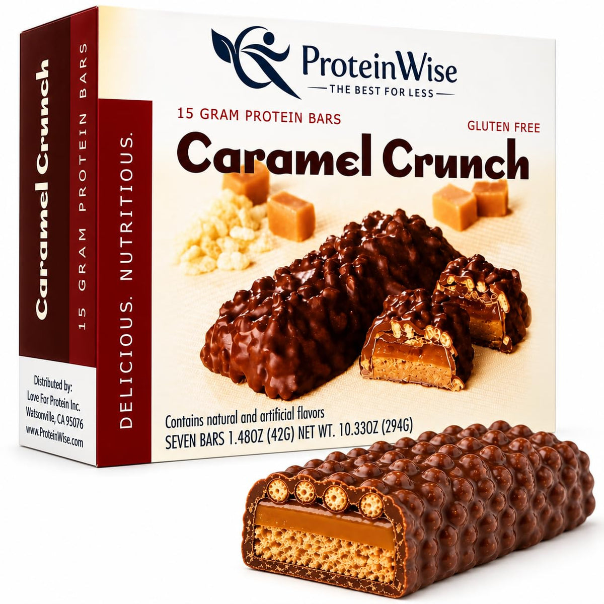 ProteinWise Caramel Crunch Protein Bars, Whey Protein Isolate - 7 Count