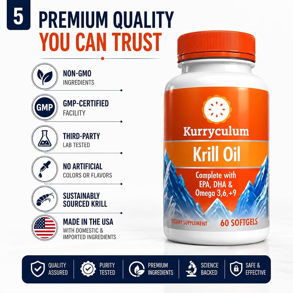 Kurryculum Krill Oil 500mg Omega-3 with Astaxanthin - 60 Softgels - image 4