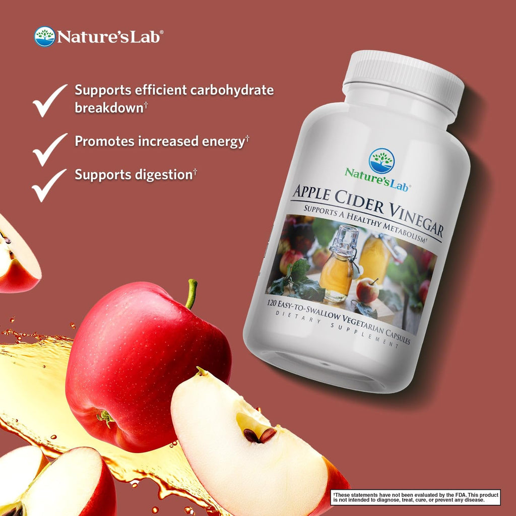 Nature's Lab Apple Cider Vinegar 1200mg with Chromium - 120 Capsules - image 2