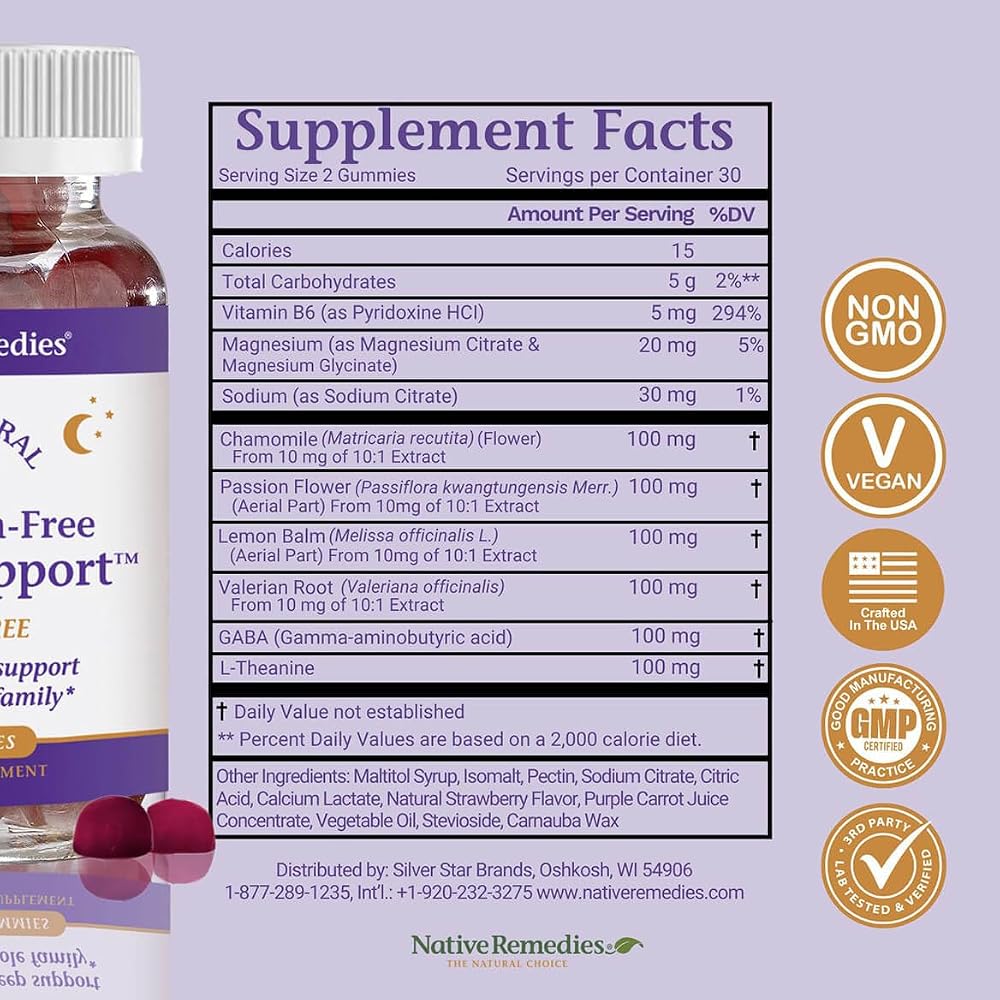 Native Remedies Melatonin-Free Sleep Support Gummies - 60 Gummies - image 3