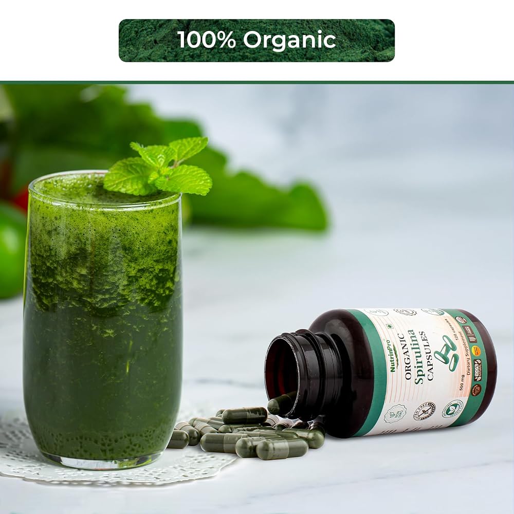 NUTRINPRO Organic Spirulina Capsules - 100% Pure Vegan