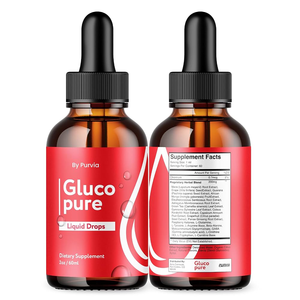 Purvia Gluco Pure Liquid Drops Advanced Formula - 4 Fl Oz - image 2