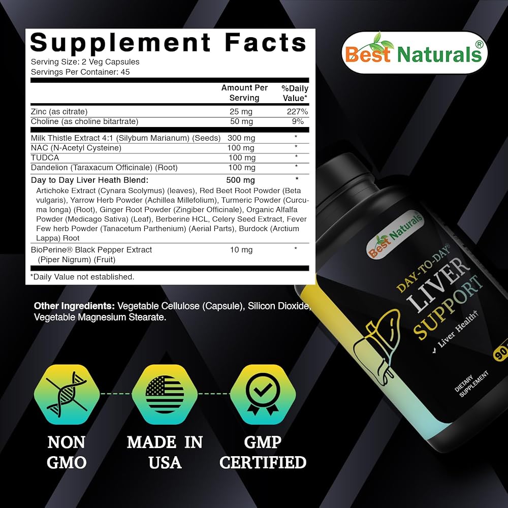 Best Naturals Day to Day Liver Support - 90 Vegetarian Capsules - image 2