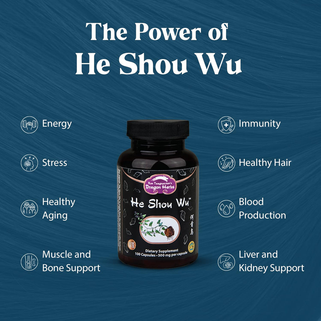 Dragon Herbs He Shou Wu Prepared Supplement for Energy & Aging - 100 Capsules - image 2