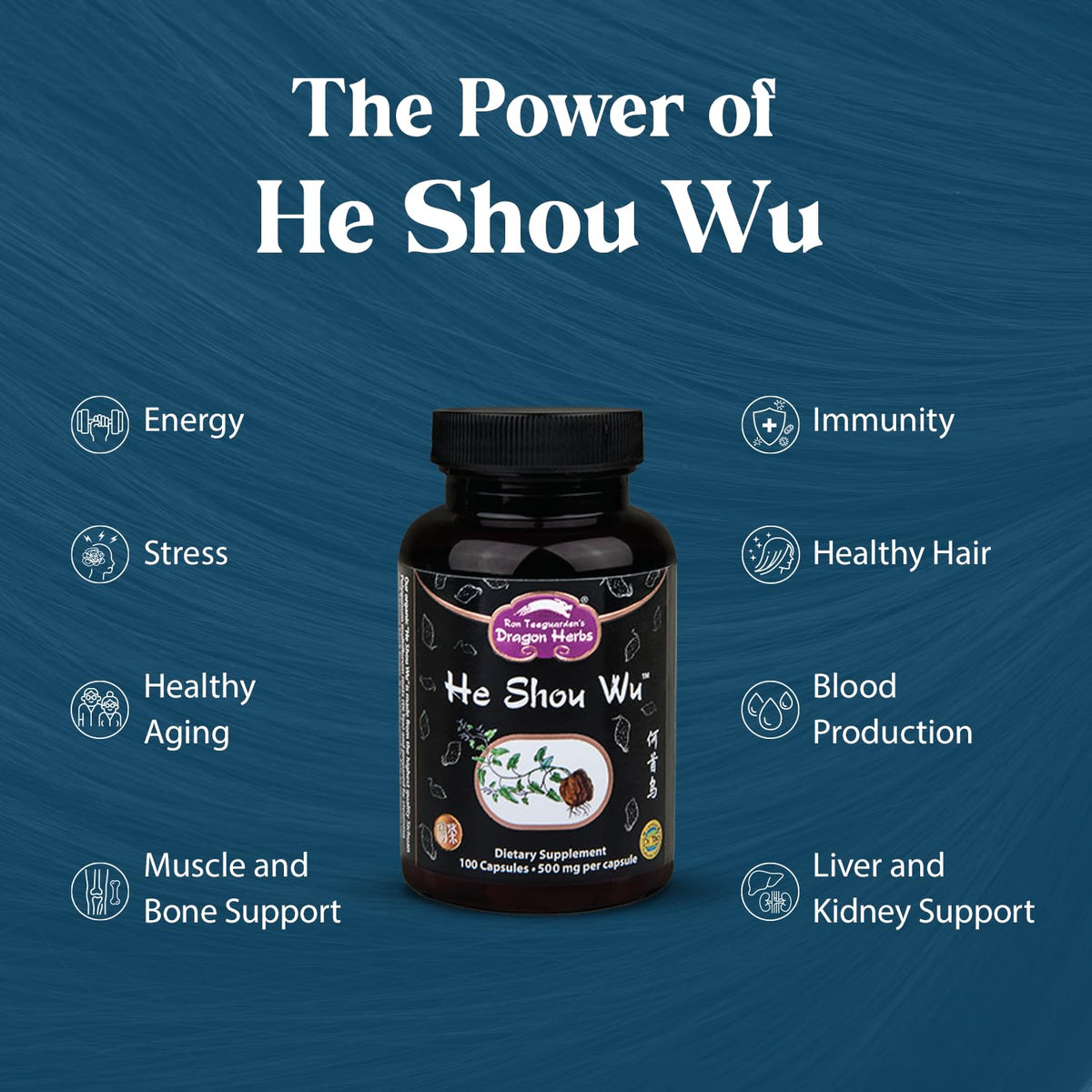 Dragon Herbs He Shou Wu Prepared Supplement for Energy & Aging - 100 Capsules - image 2