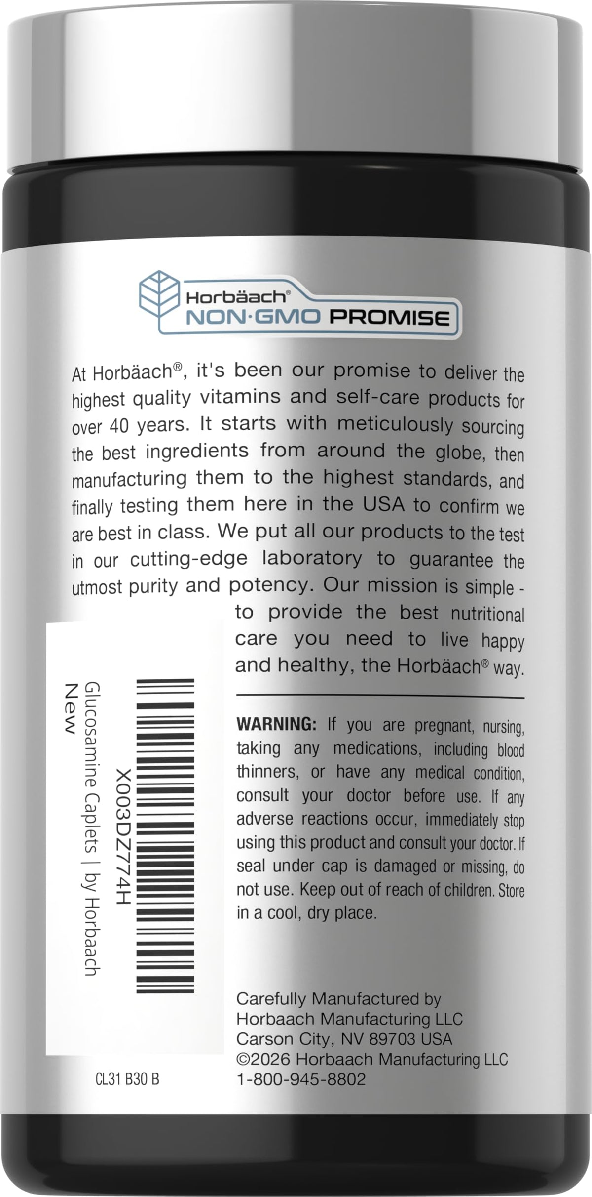 Horbäach Glucosamine HCL 1500mg - 120 Caplets - image 3