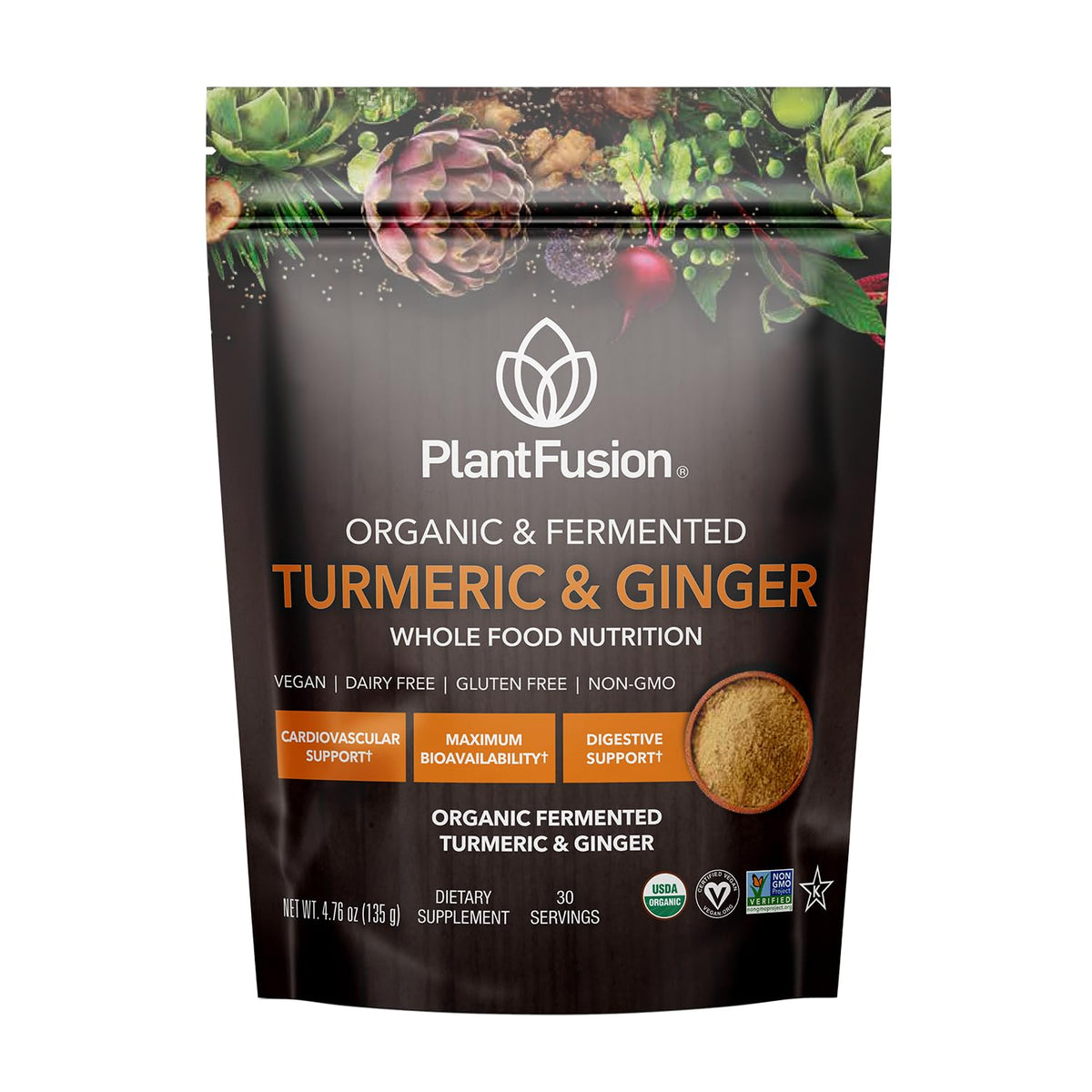 PlantFusion Turmeric & Ginger Supplement Powder - 30 Servings