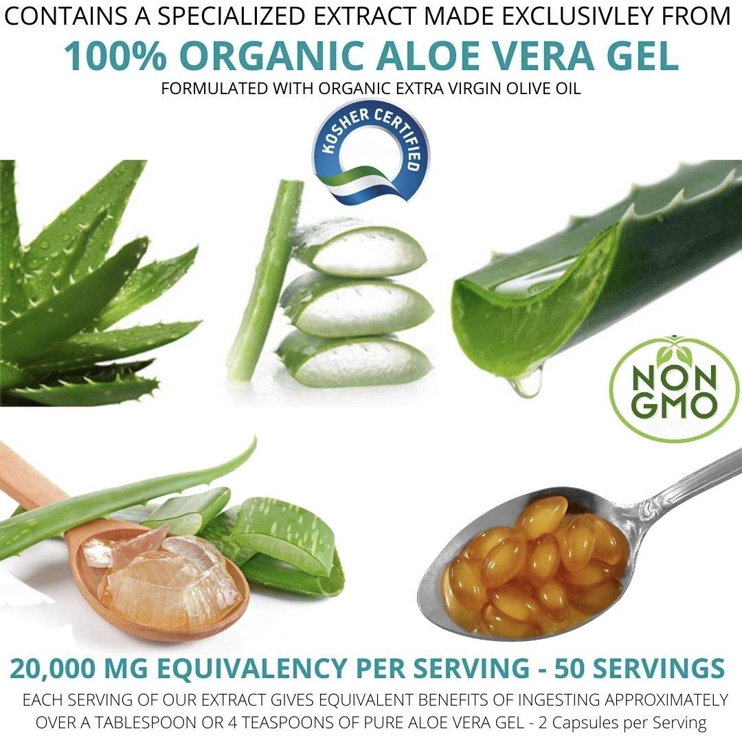 NutriWorth Aloe Vera Supplement Organic Extract - 100 Softgels - image 4