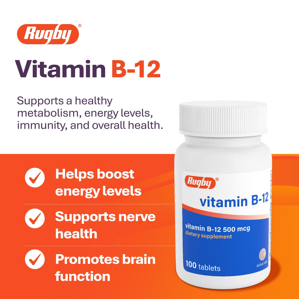 Rugby Vitamin B12 500 mcg Tablets - 100 Count - image 3