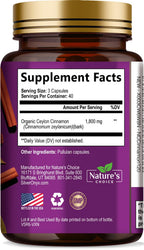 Nature's Choice Ceylon Cinnamon Capsules - Certified Organic Ceylon