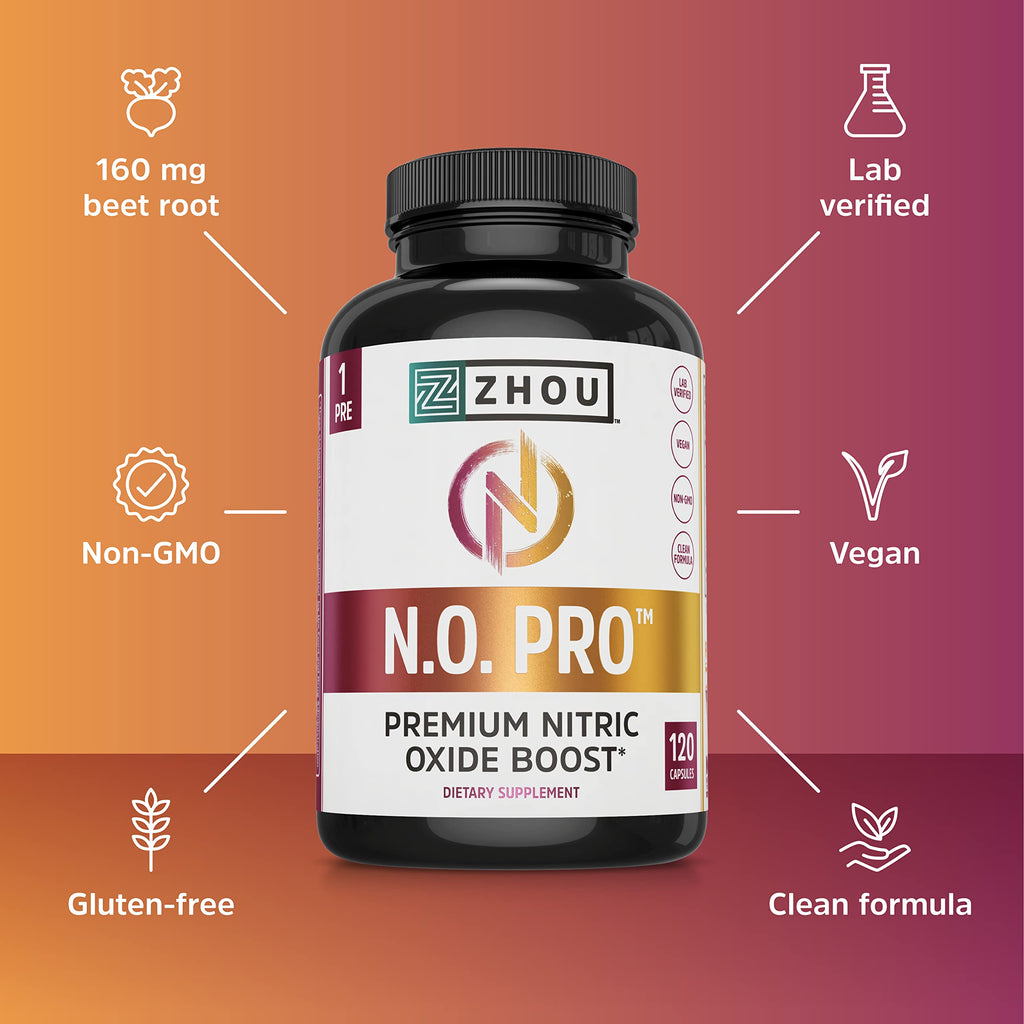 ZHOU N.O. Pro Nitric Oxide Supplement - 120 Vegetarian Capsules - image 6