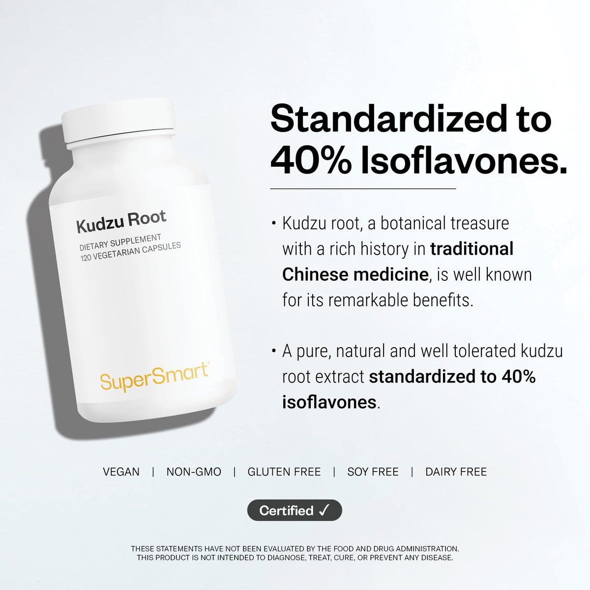 Supersmart Kudzu Extract 500 mg - 120 Vegetarian Capsules - image 6