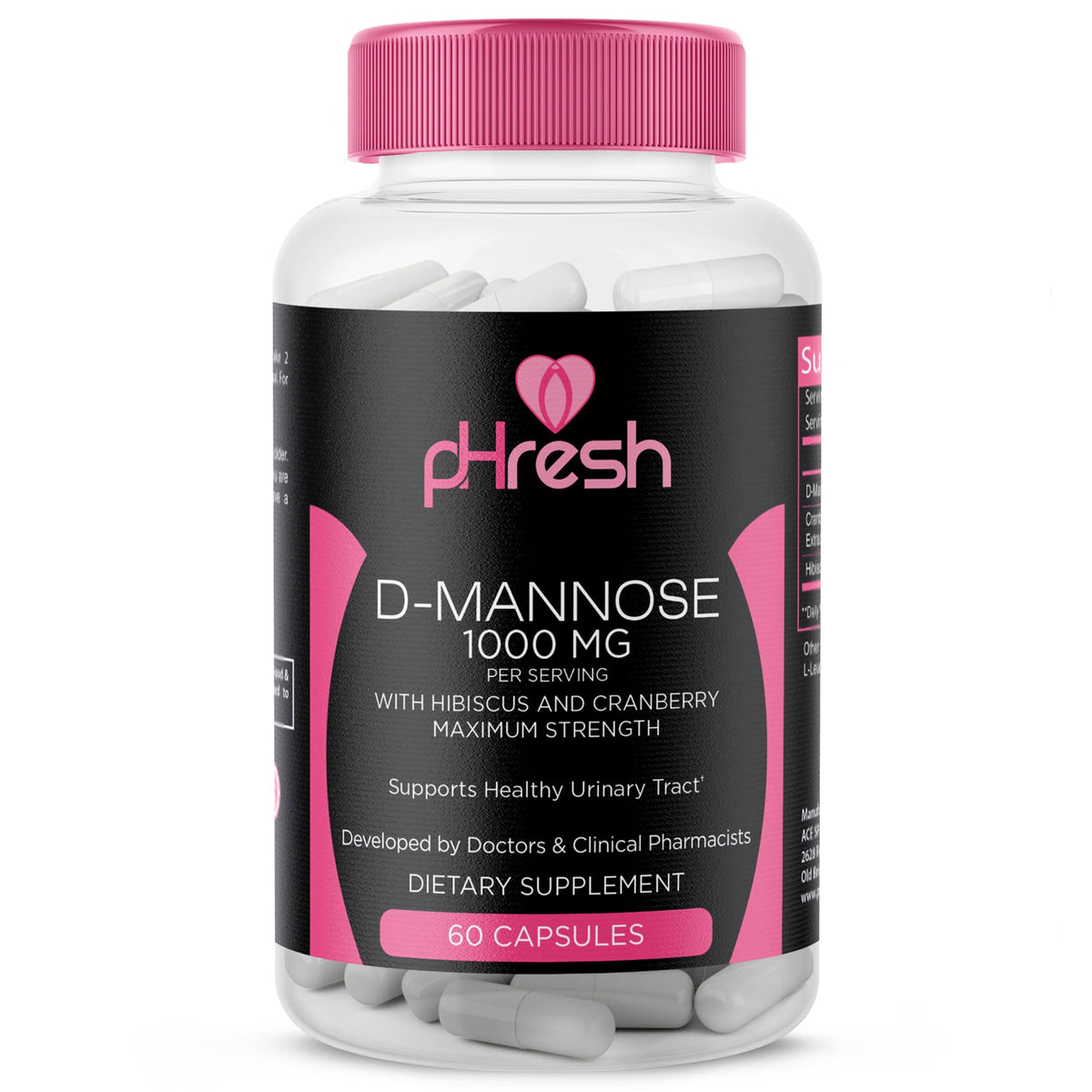 ACE NUTRITION pHresh D-Mannose with Cranberry Capsules - 60 Count