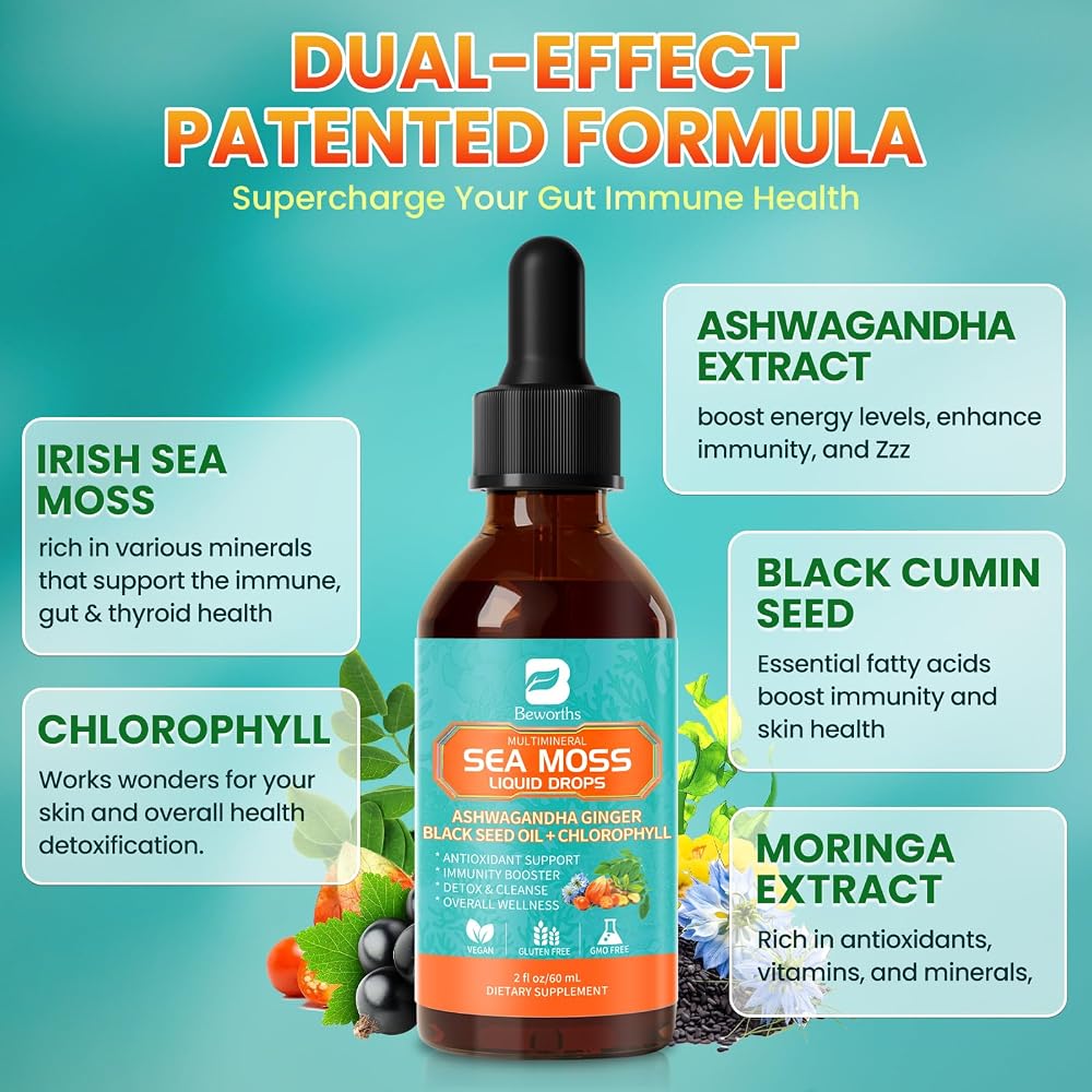 B BEWORTHS 2PACK Sea Moss Drops - Irish Sea Moss Chlorophyll Liquid