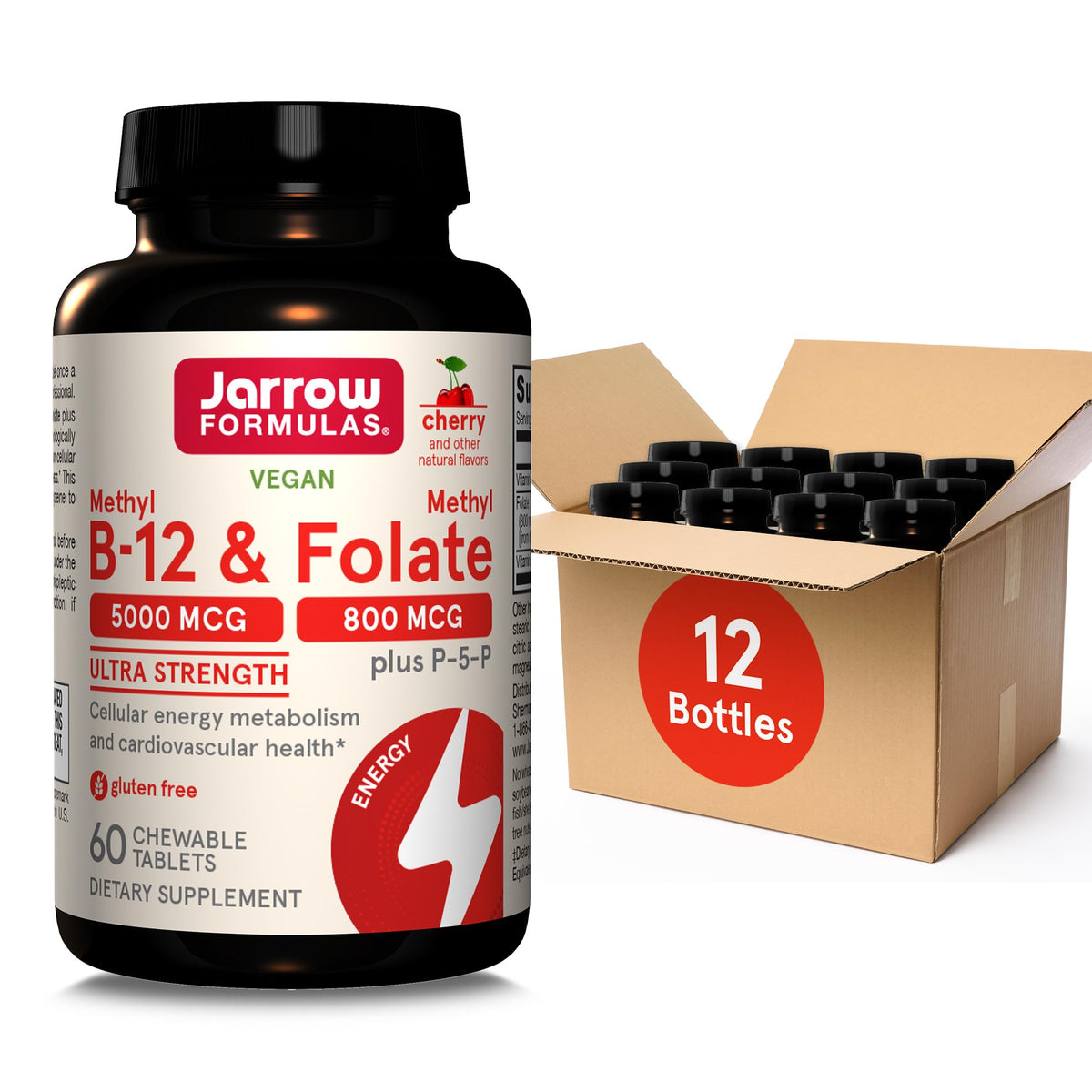 Jarrow Formulas Ultra Strength Methyl B-12 5000 mcg & Methyl Folate - 60 Tablets
