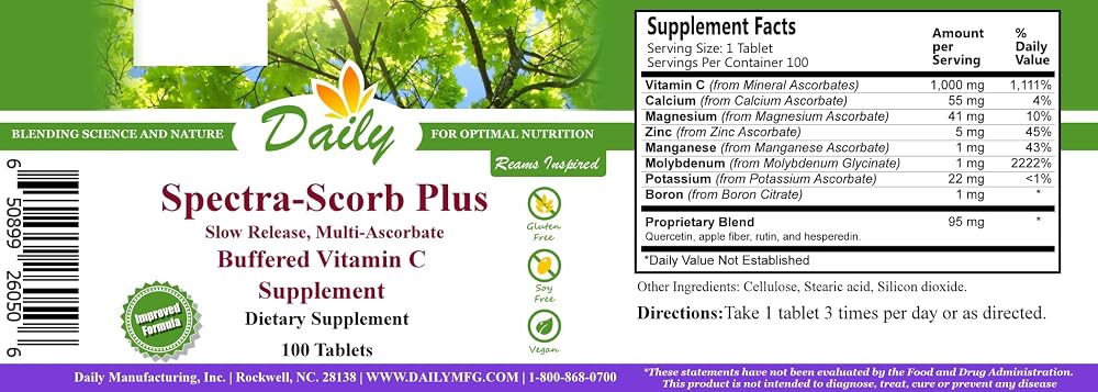 Daily Manufacturing Spectra-Scorb Plus Vitamin C 1000 mg - 120 Tablets - image 2