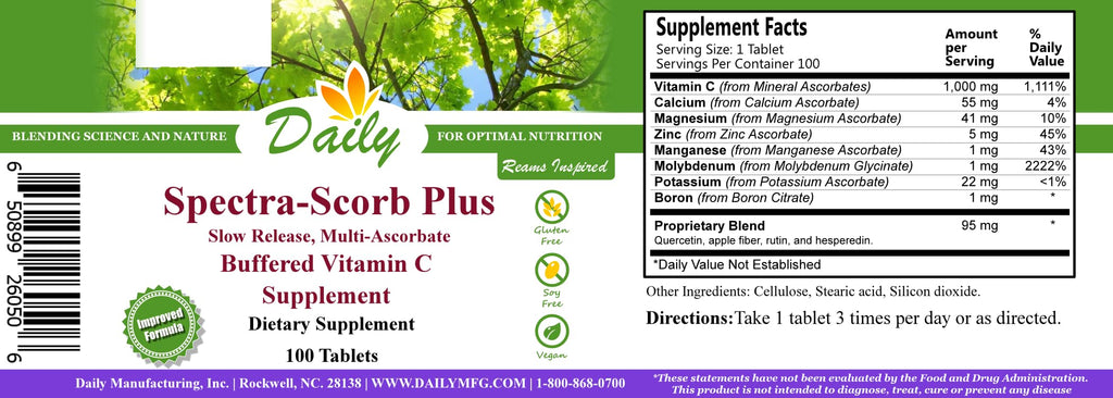 Daily Manufacturing Spectra-Scorb Plus Vitamin C 1000 mg - 120 Tablets - image 2