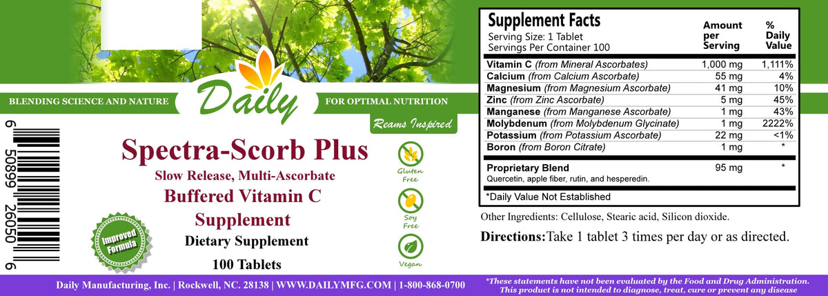 Daily Manufacturing Spectra-Scorb Plus Vitamin C 1000 mg - 120 Tablets - image 2