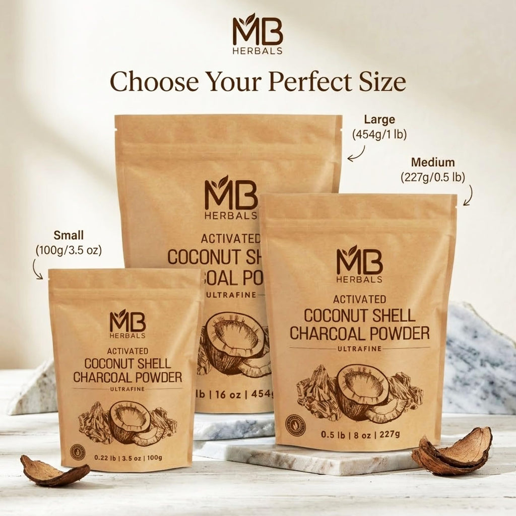 MB Herbals Activated Charcoal Powder from Coconut Shell 3.5 oz (100
