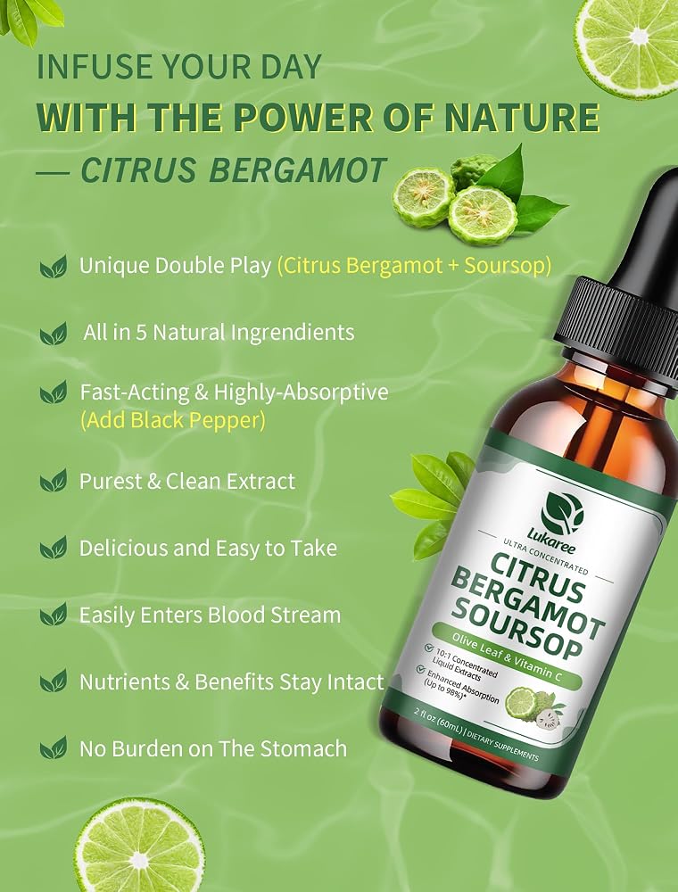 Lukaree Citrus Bergamot + Soursop Liquid Drops for Heart Health - 2 Fl Oz - image 5