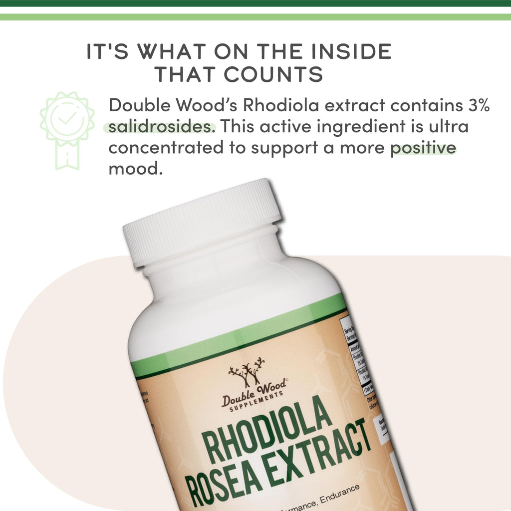 Double Wood Supplements Rhodiola Rosea Root Extract 500mg - 120 Capsules - image 3