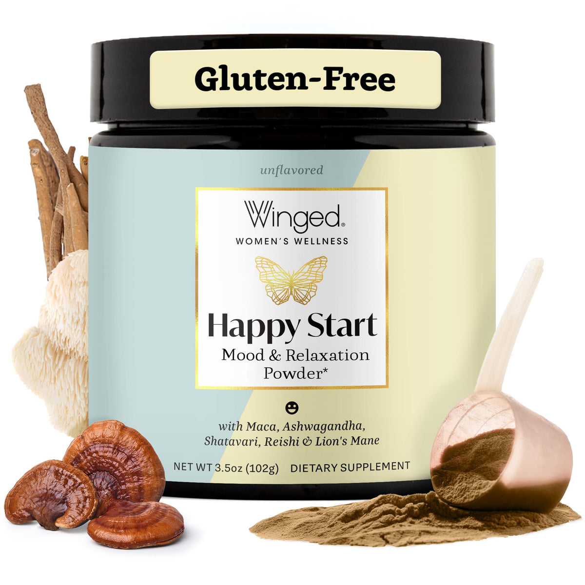 Winged Wellness Happy Start Mood Boosting Drink Mix Powder - 30 Servings