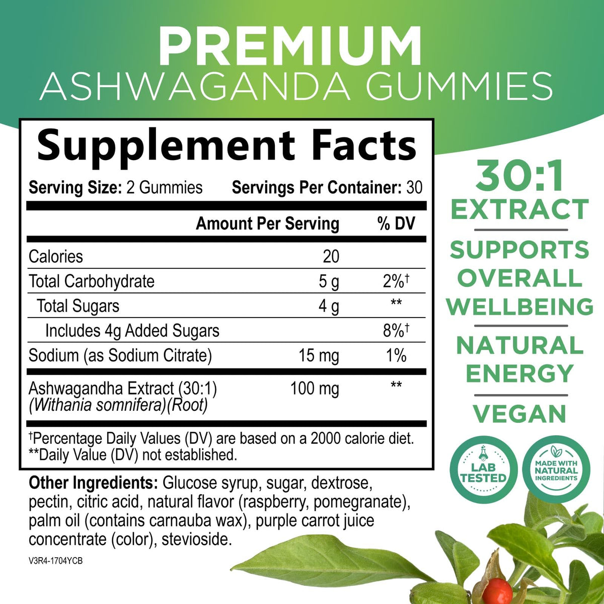 Nature's Nutrition Ashwagandha Gummies for Calm & Immune Support - 60 Gummies - image 2