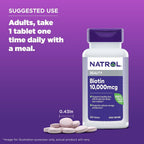 Natrol Biotin 10000mcg for Healthy Hair, Skin & Nails - 200 Tablets - image 5