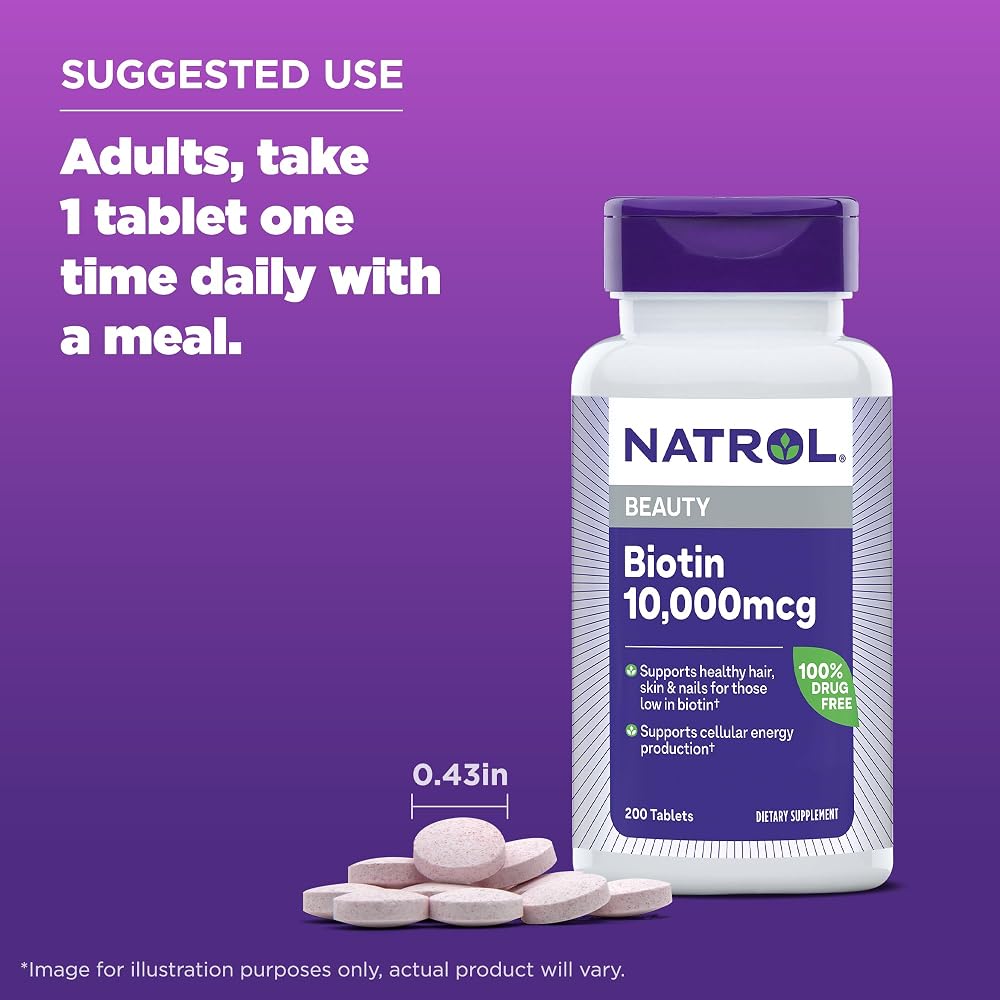 Natrol Biotin 10000mcg for Healthy Hair, Skin & Nails - 200 Tablets - image 5