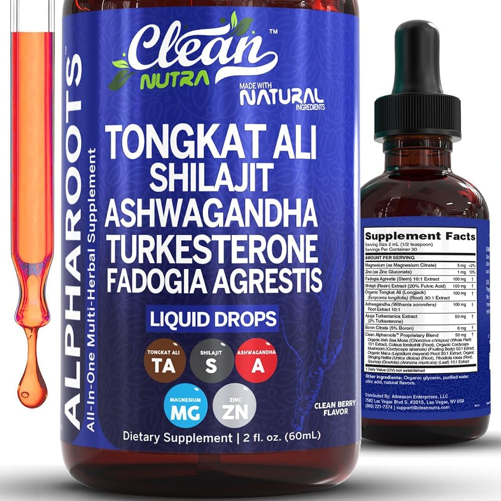 Clean Nutraceuticals Tongkat Ali Liquid Drops Herbal Supplement - 2 Fl Oz