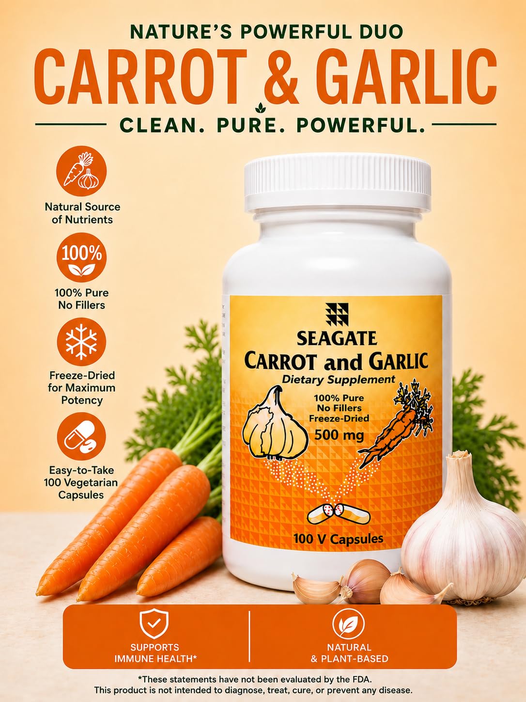 Seagate Products Carrot and Garlic 500mg Capsules
