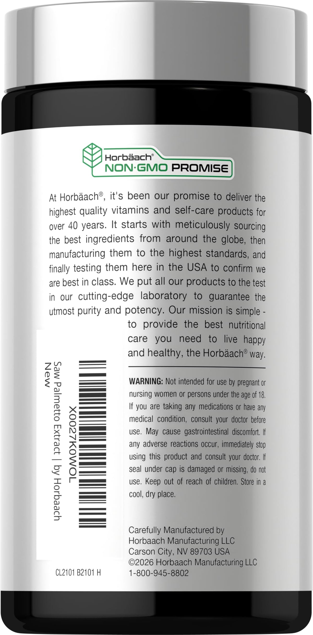 Horbäach Saw Palmetto Extract - 120 Capsules - image 3