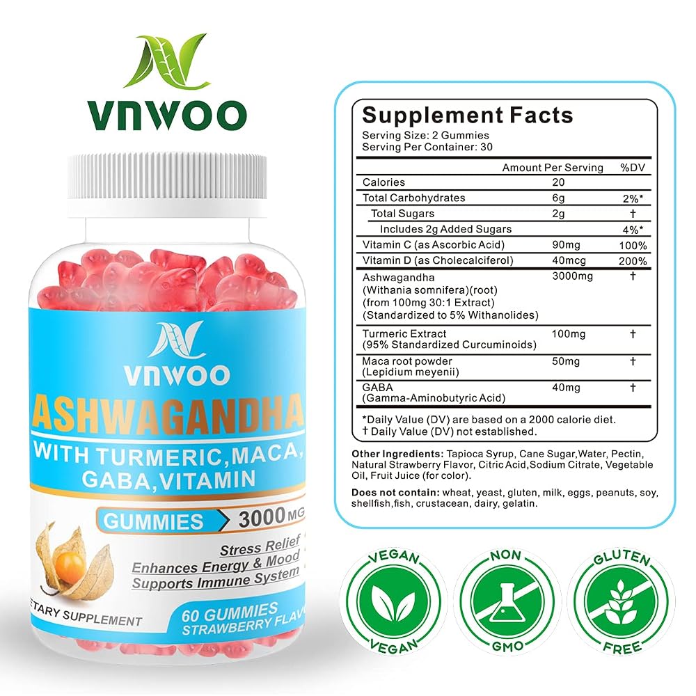 VNWOO Organic Ashwagandha Gummies with Maca Root - image 6