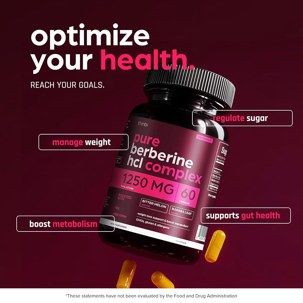 THINBI Berberine HCl Capsules with Bitter Melon - 60 Capsules - image 2